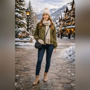 Free People We The Free Karma Bomber Jacket Olive Green  L NWT